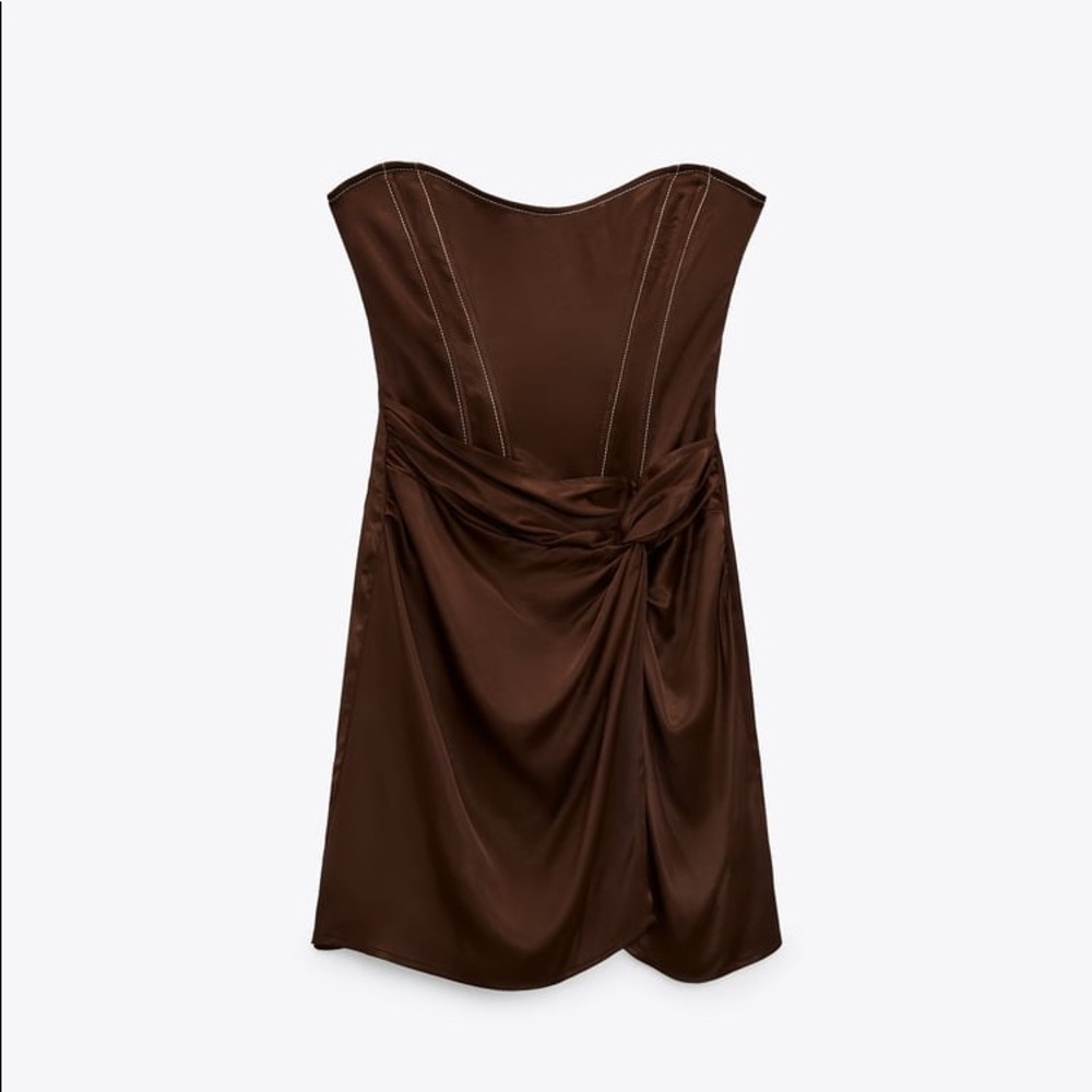 Zara Topstitched Drape Dress